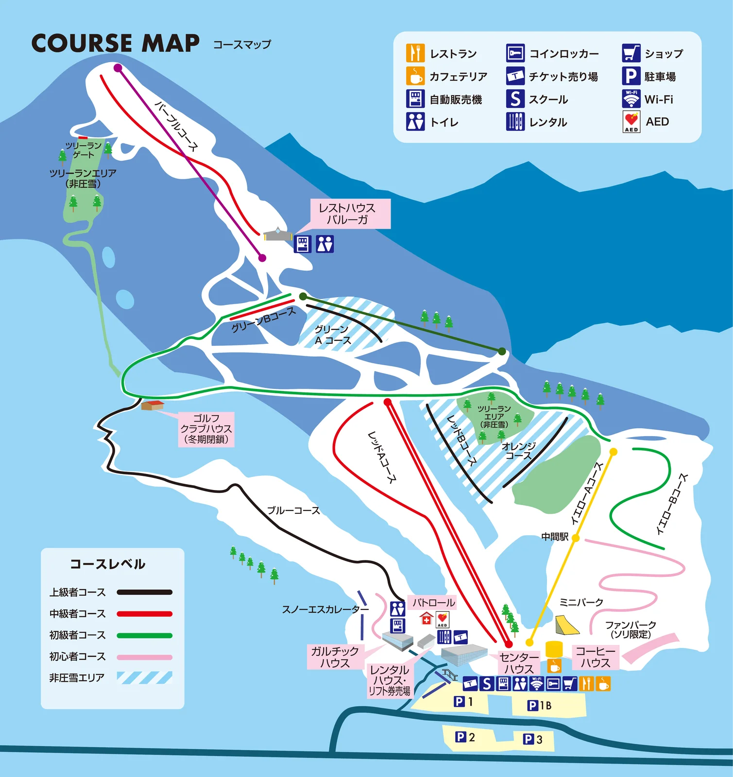 Asarigawa Onsen Ski Resort official trail map
